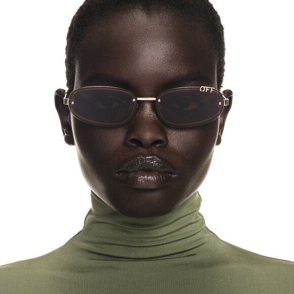 Off-White MIAMI Women Sunglasses Gold Brown Oval OERI13M MIAMI 7664 NEW AUTHENTI - Picture 15 of 16